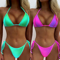 Topstitched Color Smudge Split Gradient Strap Swimsuit