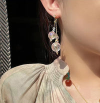 Fairy Sweet Girly Peach Pink Colorful Glass Ball Eardrops