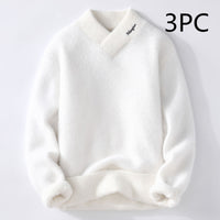 Autumn And Winter Crystal Mink Velvet Trendy Korean Style Half Turtleneck Knitted Sweater For Men