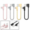 Double Elbow Braided Data Cable Micro Usb Android Mobile Phone Universal V8 Right Angle 90 Degree Charging Short Cable 20cm