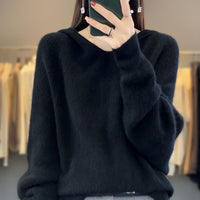Women's Sweater Loose And Warm All-matching Thickened Bottoming V-neck