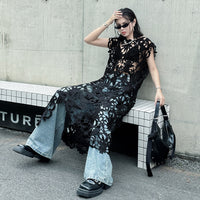 French-style Retro Hollow-Out Lace Long Cover-Up High-End Sexy Chic Maxi Dress