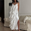 V Neck Slip Dress With Side Slit Women's