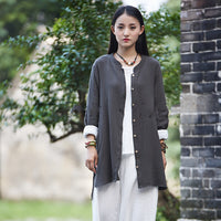 Spring And Summer Cotton And Linen Women's Retro Double-layer Shirt