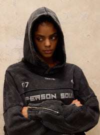 Meta-symbol Stain-brushed Hoodie With A Heavyweight Sweatshirt