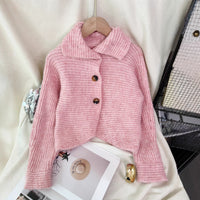 Knitted Cardigan Lapel Single Breasted Casual Irregular Women's Sweater Jacket