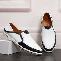 Handmade Stitching Pumps Men's New Summer Top Layer Cowhide Men's Shoes Breathable Men's Casual Leather Shoes Gommino One Piece