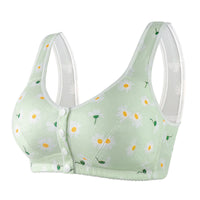 Women's Printed Wireless Wide Shoulder Strap Vest-style Soft Cotton Front Buckle