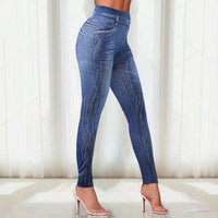 Fashionable, Versatile Printed Denim-style Leggings