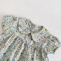 Infants And Girls Orchid Flower Doll Collar Short Sleeve Shirt Set