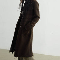 Fringe Damage Wandering Artist Long Woolen Coat