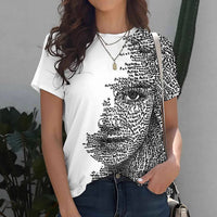 Womens Crew-neck Short-sleeve T-shirt Top