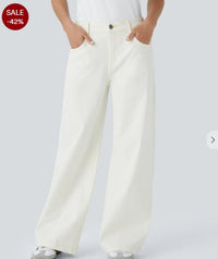 Women's Retro Washed Denim Wide-Leg Jeans With Multiple Textures
