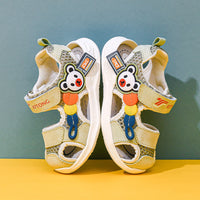 Summer Boy Hollow Baotou Beach Velcro Casual Leather Cartoon Baby Sandals