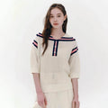 European And American Fashion Casual Preppy Style Collar Color Crocheted Knitted Pullover