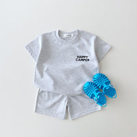 Children's Candy Color Cotton Casual T-shirt Short Suit