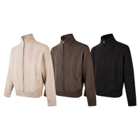 Lazy Trend Wheat Ear Cable Zipper Sweater