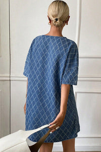 Women's Denim-Style Patterned Casual Dress