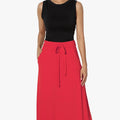 Versatile Solid-Color Drawstring Skirt For Women