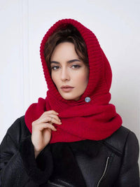 Solid Color Fashion Casual Knit Hat With Cross Scarf
