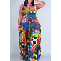 Women's Fashionable Plus-Size Printed Slip Dress