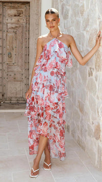 Off-shoulder Chiffon Printed Dress