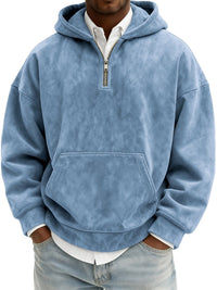Hoodie Half Zipper Solid Color Loose Sweater