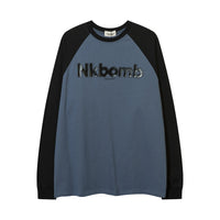 Letter Printed Long Sleeve Men's Autumn Ins Stitching Raglan Sleeve
