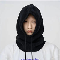 Knitted Wool Drawstring Pullover Hat