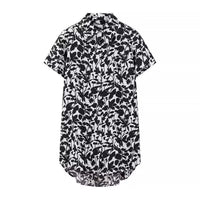 Women's Street Fashion Printed Short Sleeve Mid-length Shirt