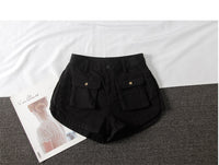 Washed white small pocket denim shorts