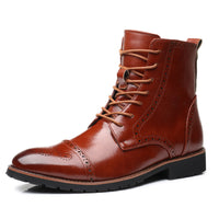 Plus size British style men's boots leather boots men's shoes
