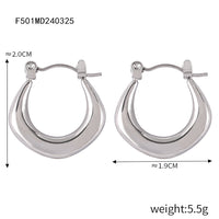 Fashionable Light-luxury U-shaped Oval Ear Clips In Titanium Steel Simple And Versatile