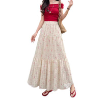 Thin Highwaisted Flattering Floral Midi Skirt For Women