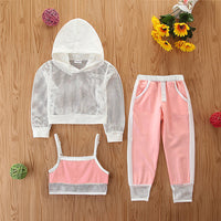 Three Piece White Hooded Sports Suspender Vest