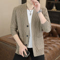 Men's Spring And Autumn Trendy Color Cotton Knitwear Sweater Coat Top Clothes