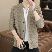 Men's Spring And Autumn Trendy Color Cotton Knitwear Sweater Coat Top Clothes