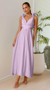 Chiffon Floral Backless Cross-Strap Dress