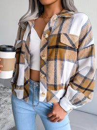 Plaid Lantern Sleeve Wool Coat Jacket