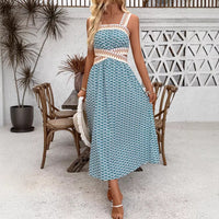 Strap Vintage Print Long Dress