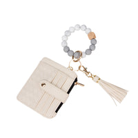 Leather PU Tassel Card Bag Silicone Bracelet Wrist Keychain Pendant