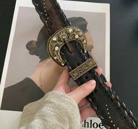 Special-interest Design Vintage Distressed Threading Rivet Belt