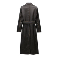 Autumn Leather Effect Belt Coat