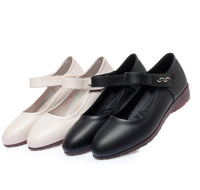 Womens Softsoled Peeptoe Leather Shoes With A Single Strap