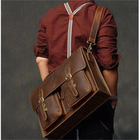 Top Cowhide Leather Computer Bag Crossbody Business Handbag