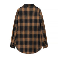Retro Plaid Long-sleeve Women's Loose Casual Single-breasted Shirt