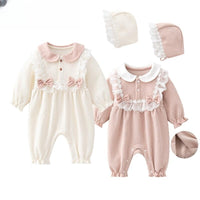 Baby Girl Bow Fleece-lined Jumpsuit