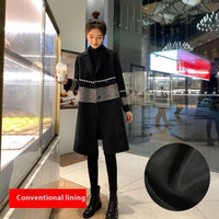 Black Woolen Coat Women's Mid-length