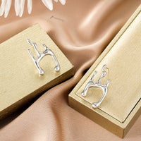 Oval Stainless Steel Earrings, Trendy Geometric Heart Texture, 18K Gold Plated Ear Studs, Titanium Steel