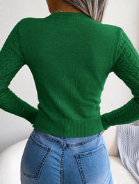 European & American Fashion Hollow Out Cable Knit Long Sleeve Sweater